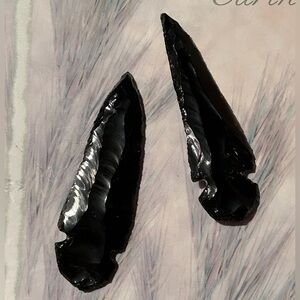 Two Black Obsidian Arrowheads